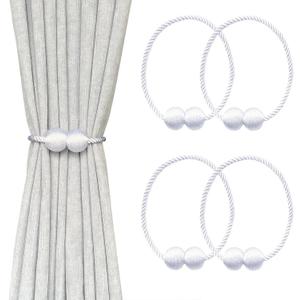 Melaluxe 4 Pack Magnetic Curtain Tiebacks, Decorative Curtain Holdbacks for Window Dcor (White)
