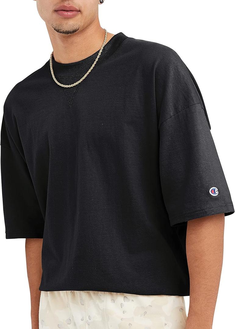 Champion Men's T-Shirt, Relaxed Fit, Midweight Cotton, 100% Cotton, Blue, Large, Half Sleeve, XL
