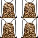 Yiyiring 16 Pcs Leopard Gift Bags Classic Cheetah Treat Drawstring Bags for Cheetah Party Supplies Birthday Travel Camping Decor(Leopard) (Brown)