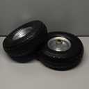 4.10/3.50-4" Flat Free Tire and Wheel, 10" Heavy Duty Solid Tire, 5/8" Axle Bore Hole, 2.2" Offset Hub, for Hand Truck Garden Cart Wagon Trolley Dolly Replacement, 2 Pack