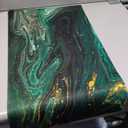 Desk Mat, Green Gold Liquid Marble Extended Gaming Mouse Pad for Office Work & Game, Computer Keyboard Mouse Mat Desk Non-Slip Rubber Base Large Mousepad with Stitched Edges, 31.5x15.7inch