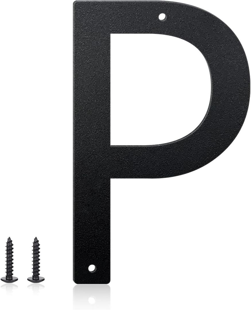 10 Inch House Numbers and Metal Letters for Outdoor Signs, House Numbers for Outside, Aluminum Address Letters and Numbers for Door, Mailbox, Garden, Perfect for Home or Office (Letter P)