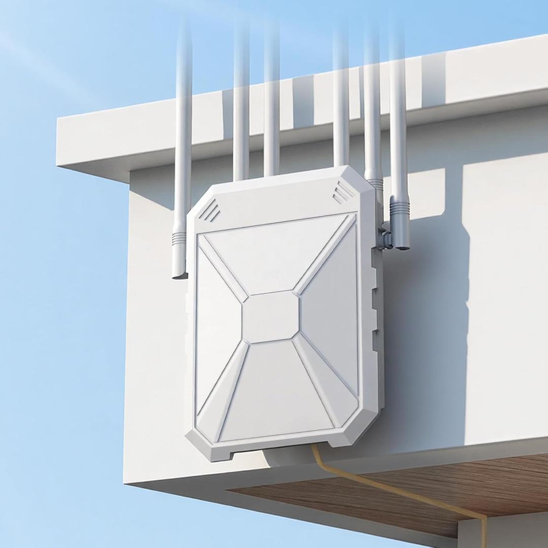 AX1800 Outdoor WiFi 6 Extender, Long Range Outdoor WiFi Extender Signal Booster, IP67 Weatherproof Outdoor Wireless Access Point with PoE, Gigabit Ports for Garage, Farm, Yard, RV, Starlink