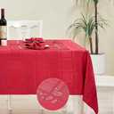 Rectangle Table Cloth Linen Farmhouse Stainproof Waterproof Washable Polyester Oblong Rectangular Fabric Table Cover for Kitchen Dining Dinner (Red01, 84" x 60" (Rectangular))