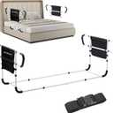 Double Bed Rail for Elderly Adults Safety, Adjustable Bed Assist Rail, Dual Side Bed Rail for Seniors Safety, Under Mattress Bed Guard Rail for Fall Prevention, Fits Twin/Full/Queen Beds