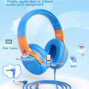 Kids Headphones Wired Toddler Headphones with Microphone, Over-Ear Headphones, 85/94dB Volume-Limiting, 3.5mm Jack, Foldable On-Ear Design - Safe & Comfortable for Learning & Entertainment (BlueOrange)