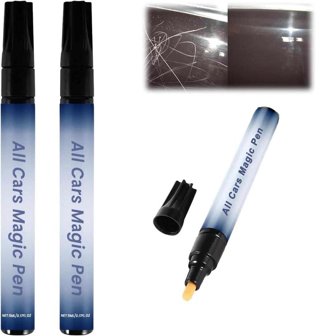 2 x All Cars Magic Pen for Car Scratches Set, Magic Car Scratch Removal Pen 2 Packs - Quick Fix for Scratches and Paint, Fits All Car Universal Colors, Stability, Lightweight and Portable, Travel-Friendly2 Packs