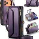 Wallet Case Compatible with iPhone 17 Pro Max 6.9" RFID Blocking 10-Card Holder Soft PU Leather Magnetic Snap Shoulder Strap Zipper Pocket Phone Case Fit for iPhone 17 Pro Max - Purple