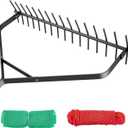 32" Aquatic Weed Rake, 6.3" Steel Rod Lake Weed Cutter, Double Sided Pond Weed Clearing Tool, Muck Silt Weed Rakes for Pond, Lake, Rivulet, 30ft Thicker Rope and The Net