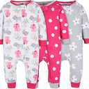 Onesies Brand Baby Girls' 3-Pack Snug Fit One-Piece Cotton Pajamas (18 Months, Dots & Kitties)