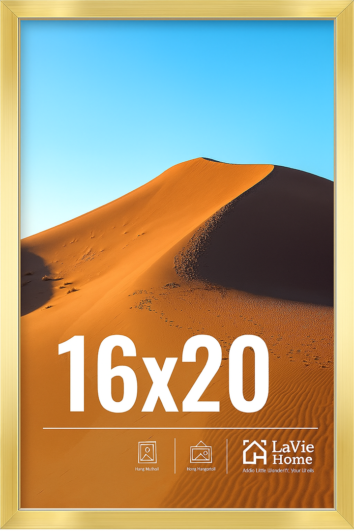 LaVie Home 16x20 Picture Frame for Wall Display, 16x20 Black Picture Frame with HD Plexiglas, 16 x 20 Poster Frame 1 Pack, Display Frame for Vertical or Horizontal, Classic Collection