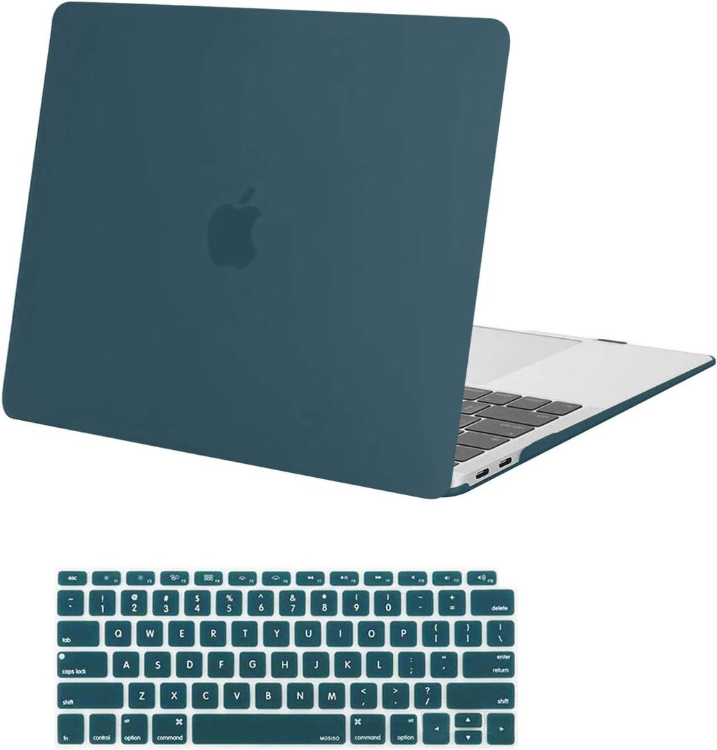 MOSISO Compatible with MacBook Air 13 inch Case 2022 2021 2020 2019 2018 Release A2337 M1 A2179 A1932 Touch ID, Plastic Hard Shell Cover&Keyboard Cover for MacBook Air 13.3 inch Case, Deep Teal