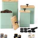 PERFNIQUE Kitchen Canisters, Airtight Canister Sets of 4 for Kitchen Counter, Sage Green Kitchen Accessories, Coffee Tea Sugar Flour Spice Tin Jars Food Storage (Sage Green)
