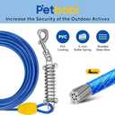 Petbobi Dog Tie-Out Cable and Stake - 20ft Heavy Duty Cable with Spring, No Tangle, 16in Ground Stake, Ideal for Yard, Camping and Beach, Suitable for Small Medium Large Dogs Up to 120 lbs, Blue