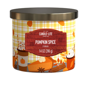 Candle-Lite Pumpkin Spice 3 Wick Candle - 14 Ounces