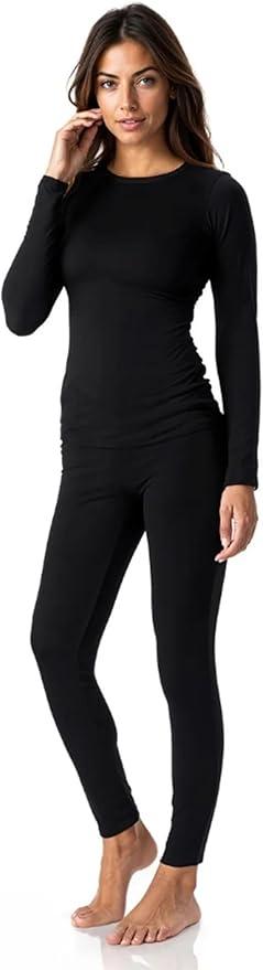 Thermajane Long Johns Thermal Underwear for Women Fleece Lined Base Layer Pajama Set Cold Weather (XX-Small)
