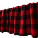 Jola's House 2 Pack Buffalo Check Plaid Window Valances Red and Black Light Filtering Farmhouse Design Window Curtains Decor Treatment Rod Pocket Drapes for Kitchen/Living Room 56" x 16"