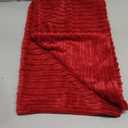 Kevin Textile Decorative Plush Striped Velvet Corduroy Christmas Oblong Pillowcase Accent Cushion Cover, 12 x 20 inches (30x50 cm), Set of 2, Burgundy