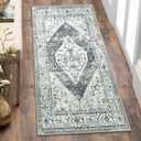 Lahome Boho Hallway Rug Runner - 2x4 Washable Non-Slip Small Bathroom Runner, Oriental Distressed Untra-Thin Carpet Rug for Kitchen Entryway Bedroom Laundry Room, Grey Adelyn