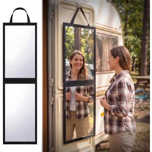 GlikCeil Foldable Portable Full Length Mirror for Dancer, Camping, Travel Black 47.2" x 13.4" Portable Hanging Folding Mirror with Handle for Dance Competition Travel Full Body Backstage Mirrors