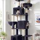 Globlazer Cat Tree Tall, 71 inches Cat Tower for Indoor Adult Cats Multi-Level 3 Condos for Indoor Cats XL Cat Tree Tower with Scratching Posts, Soft Extra Large Hanging Basket, F71, Dark Gray