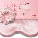 LitBear 100% Pure Silk Sleep Mask, 22 Momme 6A Silk Fabric and Filling, Total Light Blocking Mulberry Silk Eye Mask Sleeping for Women, Men, Side Sleepers, Includes Travel Pouch and Silk Scrunchie
