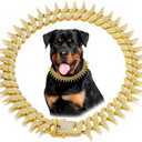 Gold Dog Chain Collar, Cool Spiked Style Necklace Bling Diamond Cuban Link Dog Collars Glitter Rhinestone Puppy Collar for XXS XS Small Medium Large Pet Dogs Cats (Gold, 10 Inches)
