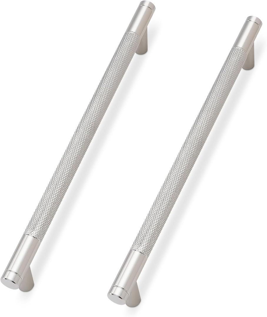 10 Pack Brushed Satin Nickel Cabinet Pulls knurled 6-1/4 Inch Hole Centers Kitchen Cabinet Handles Silver Drawer Pulls Cabinet Hardware