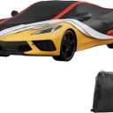 JOYTUTUS Car Cover Compatible with 2020-2026 Corvette C8 Stingray Z06 Z51 (Not Fit for High Wing), Soft Cotton Inner Sun Rain UV All Weather Protection