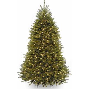 National Tree Company 7.5 ft Pre-Lit Dunhill Fir Artificial Christmas Tree, 600 Clear Lights, 2,189 Tips, Includes Stand, Green