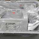 Stainless Steel Cat Litter Box with Lid, 180 Flip Top XL Enclosed Litter Box with Cat Pedal Step Stool & Scoop, Front Top Dual Entry Steel Extra Large Cats Litter Pan, Light Grey