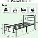 EMODA 16 Inch Twin Bed Frames with Headboard and Footboard, Heavy Duty Twin Platform Bed, Metal Slats Support Mattress Foundation, No Box Spring Needed, Easy Assembly