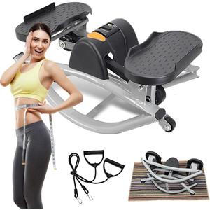 U-Shaped Rock Stepper Machine for Home Workout,Side-to-Side Lateral Rocking Fitness Stepper with Digital Monitor/Resistance Bands,Low-Impact Compact Side Stepper for Full Body Fitness