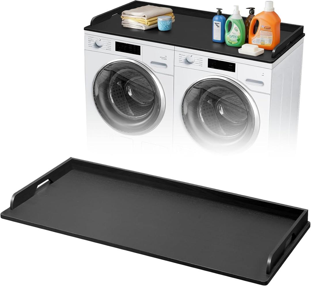 Washer Dryer Countertop, 54 x 27.5 Inch Laundry Topper for Washer and Dryer, Water Resistant MDF Laundry Countertop for Room Organization, 200 Lb Capacity, Black
