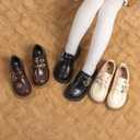 ISINSER Toddler Boys Girls Classic Dress Shoes Little Kid PU Leather Comfort Rubble Sole Oxford School Uniform Wedding Flats (04 Brown)