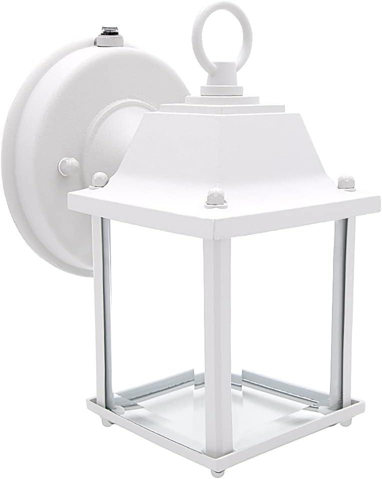 Maxxima LED White Outdoor Wall Light, Photocell, 650 Lumens, 3000K Clear Glass Porch Lantern, Warm White, Dusk to Dawn Sensor, Patio Exterior Sconce Fixture 2-Pack