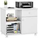 Quikraen Rolling File Cabinet Mobile Filing Cabinets with Doors, Adjustable Shelves Storage Cabinet, Lateral Printer Stand with Drawer for Office Supplies Mobile Filing Cabinet White, 23.6 x 22 x 15.7 inches