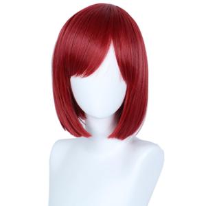 Linfairy Unisex Straight Short Red Cosplay Wig Halloween Costume Bob Wig for Women