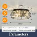 YYJLX 3 Light Flush Mount Ceiling Light Fixtures Modern Crystal Chandelier Black E26 Indoor Lighting for Hallway Bedroom Bathroom Foyer Living Room Dining Room Kitchen., Large