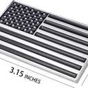 3D Black American Flag Metal Car Sticker, 3.15" x 2" USA Flag Decal, Zinc Alloy Emblem for Truck, Car, Motocycle, Boat (Black)