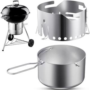 Blulu Ash Catcher Assy for 18-1/2" Charcoal Grill Replacement Parts (Bowl Diameter 6.9", Silver)