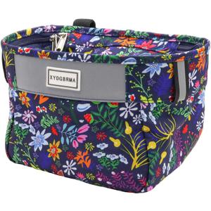 Kids Bike Basket,Bicycle Basket Front, Cute Front Frame Handlebar Bag with Reflective Straps Two Zipper Lip Fit Toddlers Bike Scooter,Waterproof Oxford Cloth Bike Basket for Boys, Girls