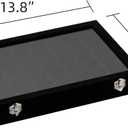 Frebeauty 48 Grid Jewelry Tray,Adjustable Earring Holder Organizer with Glass Lid,Velvet Drawer Jewelry Organizer for Rings,Studs,13.8 x 9.5 x 2 Inches Jewelry Display Box,Gift for Women(Black)