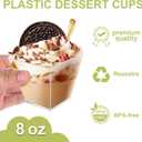 150 Pack 8oz Square Plastic Dessert Cups with Dome Lids and Mini Gold Spoons, Clear Yogurt Parfait Cups Serves 50, Disposable Appetizer Cups for Fruit Pudding Shooter Birthday,Wedding,Party Tasting