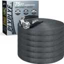 75ft Non-Expanding Garden Hose Ultra-Light, Kink-Free, High-Pressure, Abrasion-Resistant, Durable, All-Weather, Eco-Friendly, Black & Gray