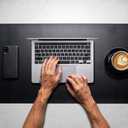 OfficeOzone Desk Mat with All-New Edge Stitch, Double-Sided, Black and Brown, 35.4" x 15.7"