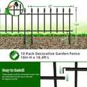 10-Pack No-Dig Decorative Metal Garden Fence Border, 18”H x 18.4 ft