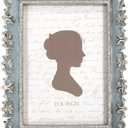 AELS 5x7 Inch Vintage Picture Frame, Elegant Antique Photo Frames with Glass Front, Photo Display, Tabletop Wall Hanging, Gift Ideas, Vine Pattern (Gold & Light Blue)