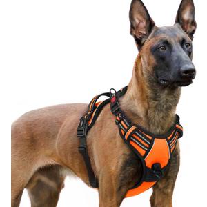 rabbitgoo Dog Harness for Large, No Pull Pet Harness with 3 Buckles, Adjustable Soft Padded Pooch Vest with Instant Control Handle, Easy Walking Reflective Pet Vest for Extra Large Dogs, Orange, XL