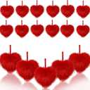 Sotiff 24 Pcs Valentine's Day Heart Ornaments Plush Red Heart Ornaments Valentine's Day Fluffy Fur Hanging Decorations for Tree Bowl Vase Filler Wedding Anniversary Party Supplies Home Decor